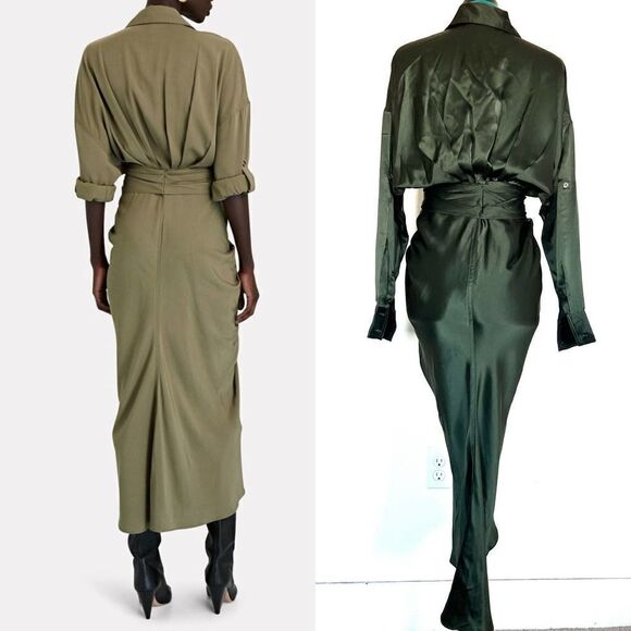 Divine Heritage Silk button up dress green - Picture 5 of 15